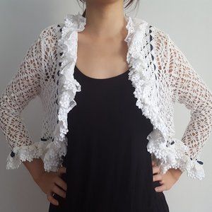Oscar de la Renta Short Crochet Cardigan
